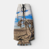 Driftwood-Kunstwerk am Hokitika Beach, Neuseeland Flaschenkühler (Rückseite)