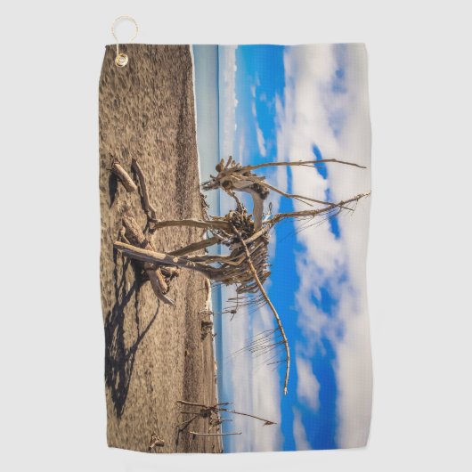 Driftwood-Kunstwerk am Hokitika Beach, Neuseeland Golfhandtuch (Vorderseite)