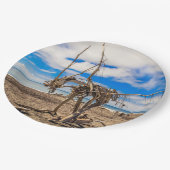 Driftwood-Kunstwerk am Hokitika Beach, Neuseeland Pappteller (Schrägansicht)