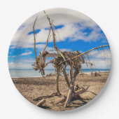 Driftwood-Kunstwerk am Hokitika Beach, Neuseeland Pappteller (Vorderseite)
