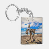 Driftwood-Kunstwerk am Hokitika Beach, Neuseeland Schlüsselanhänger (Vorderseite links)