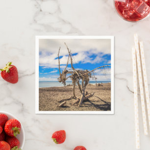Driftwood-Kunstwerk am Hokitika Beach, Neuseeland Serviette