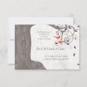 Driftwood Mandarine Birds Lila Leaf Hochzeit Einladung (Vorderseite)