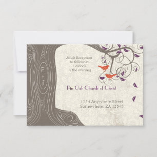 Driftwood Mandarine Birds Lila Leaf Hochzeit Einladung