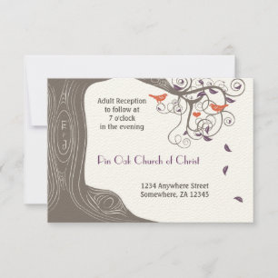 Driftwood Mandarine Birds Lila Leaf Hochzeit Einladung