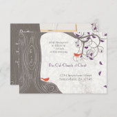 Driftwood Mandarine Birds Lila Leaf Hochzeit Einladung (Vorne/Hinten)