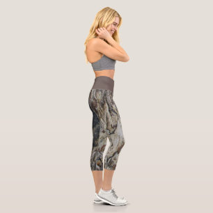 Driftwood Muster Foto Natur Rustikales Holzkorn Capri Leggings