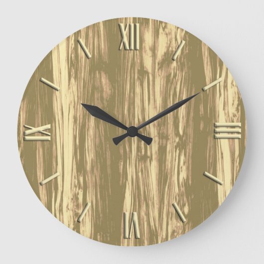 Driftwood-Muster - Kakaobraun und braun Große Wanduhr (Vorderseite)
