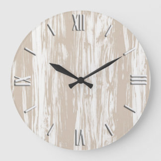 Driftwood-Muster - Taubbraun und Weiß Große Wanduhr