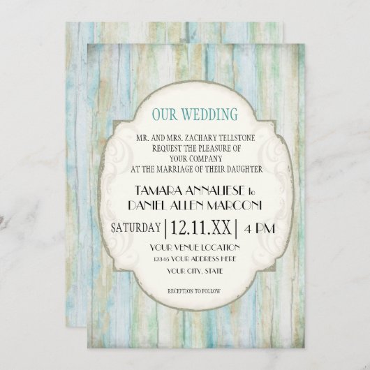 Driftwood Ocean Beach Coastal Seashore Hochzeit Einladung (Vorne/Hinten)