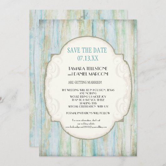 Driftwood Ocean Beach Küste Save the Date Einladung (Vorne/Hinten)