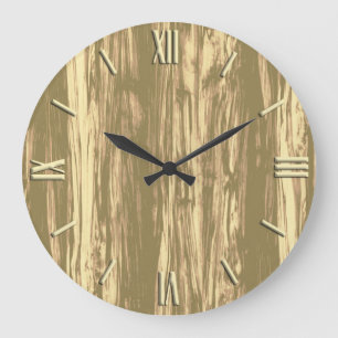 Driftwood pattern - cocoa brown and tan große wanduhr