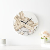 Driftwood & Pebbles in Coloured Pencil Wall Clock Große Wanduhr (Zuhause)