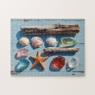 Driftwood Seashells Starfish and Sea Glass Puzzle