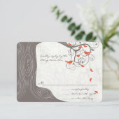 Driftwood Tree Coral Love Birds Hochzeit Einladung (Stehend Vorderseite)