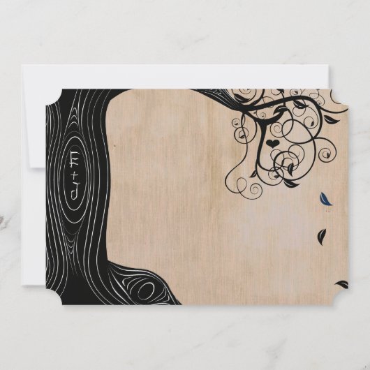 Driftwood Tree on Brown Paper Wedding Einladung (Rückseite)