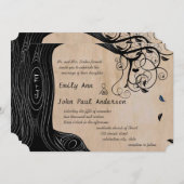 Driftwood Tree on Brown Paper Wedding Einladung (Vorne/Hinten)