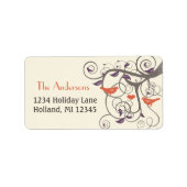 Driftwood Tree Orange Love Bird Rücksendeadresse Adressaufkleber (Vorne)