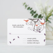 Driftwood Tree Swirl Love Birds Wedding RSVP (Stehend Vorderseite)
