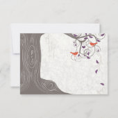 Driftwood Tree Swirl Love Birds Wedding RSVP Karte (Rückseite)