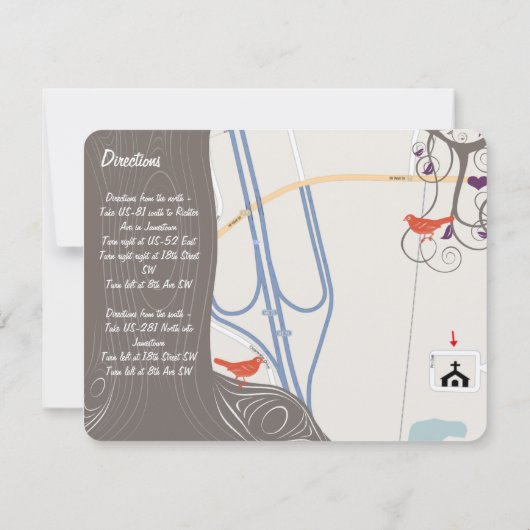 Driftwood Tree Swirl Unterkunftskarte Einladung (Rückseite)