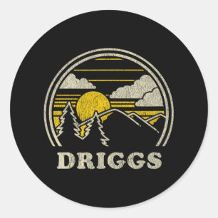 Driggs Idaho Id T-Shirt Vintage Wandern Berge T Runder Aufkleber