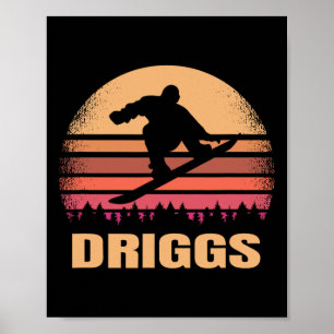 Driggs Idaho Snowboarden Outdoor Vintag Id Retro Poster