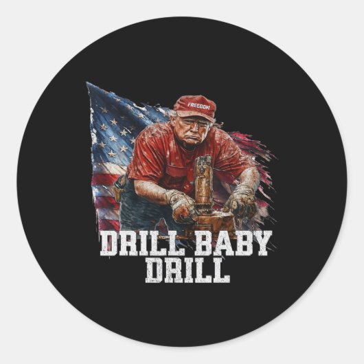 Drill Ba1 Trump Funny Meme Runder Aufkleber (Vorderseite)