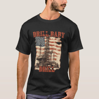 Drill Baby Drill American Flag Design Long Sleeve T-Shirt