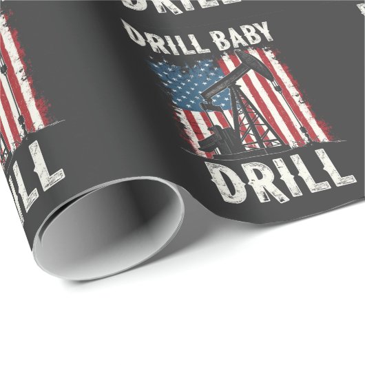 Drill Baby Drill American Trump Energy Economy Geschenkpapier (Rolleneckpunkt)