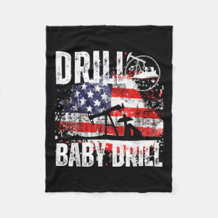 Drill Baby Drill Oilfield American Flag Oil Drilli Fleecedecke