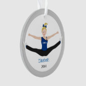 Drill Team Blonde Athlete in Blau und Schwarz Ornament (Vorderseite)