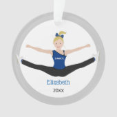 Drill Team Blonde Athlete in Blau und Schwarz Ornament (Vorderseite)