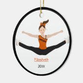 Drill Team braunes Haar Schwarz und Orange Keramik Ornament (Links)