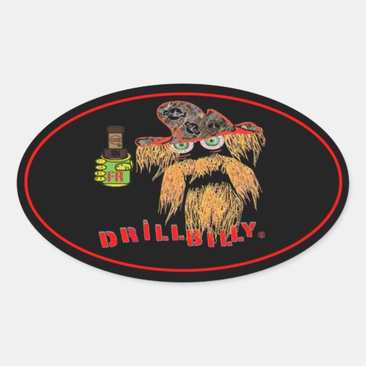 DRILLBILLY Oilfield Ovaler Aufkleber (Vorderseite)