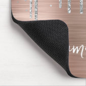 Drillen Silver Glitzer Rose Gold Glam Mousepad (Ecke)