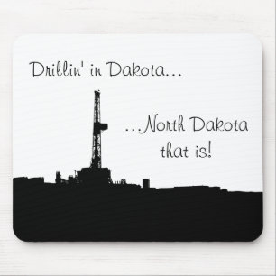 Drillin in Dakota (schwarze u. weiße Silhouette) Mousepad
