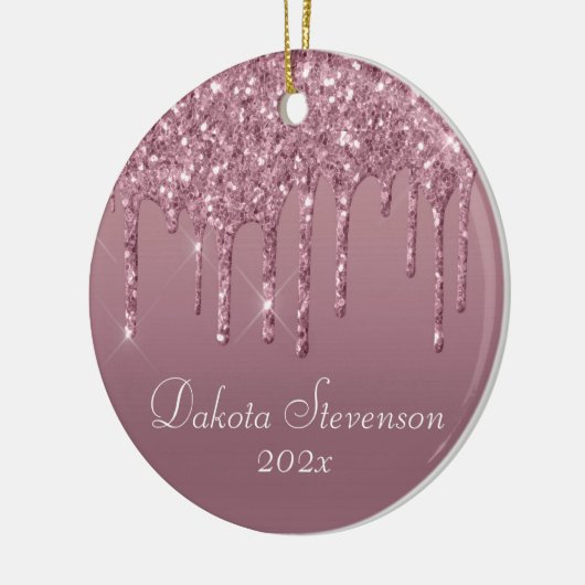Drilling Girly Glitzer | Dusty Mauve Pink Monogram Keramik Ornament (Links)