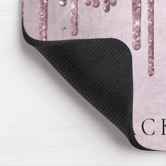 Drilling Girly Glitzer | Dusty Mauve Pink Monogram Mousepad (Ecke)