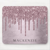 Drilling Girly Glitzer | Dusty Mauve Pink Monogram Mousepad (Vorne)