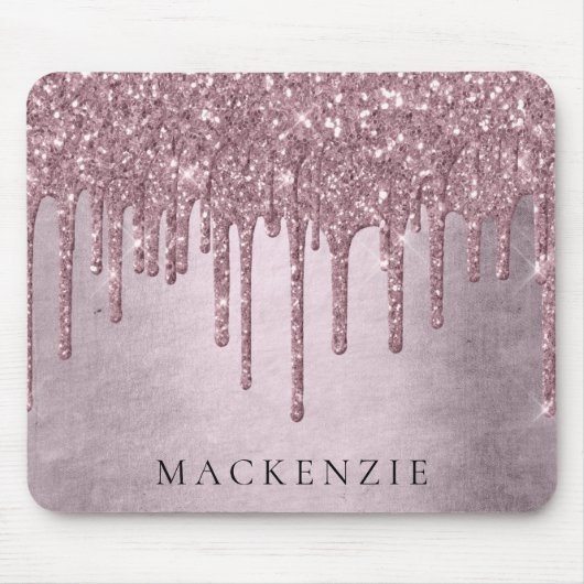 Drilling Girly Glitzer | Dusty Mauve Pink Monogram Mousepad (Vorne)