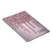 Drilling Girly Glitzer | Dusty Mauve Pink Monogram Notizblock (Rechte Seite)