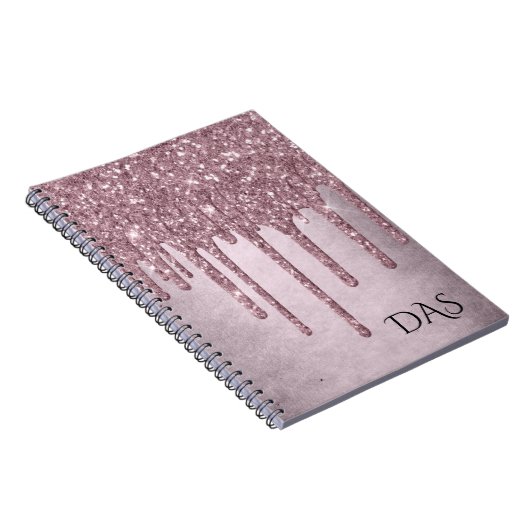 Drilling Girly Glitzer | Dusty Mauve Pink Monogram Notizblock (Rechte Seite)