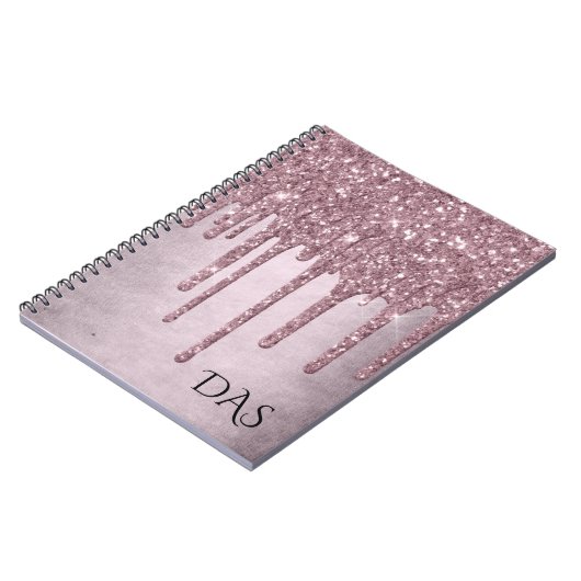Drilling Girly Glitzer | Dusty Mauve Pink Monogram Notizblock (Linke Seite)