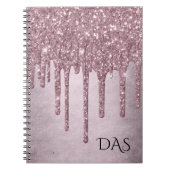 Drilling Girly Glitzer | Dusty Mauve Pink Monogram Notizblock (Vorderseite)
