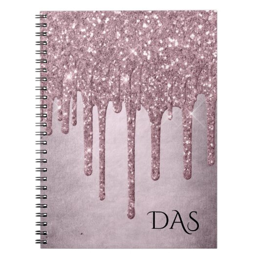 Drilling Girly Glitzer | Dusty Mauve Pink Monogram Notizblock (Vorderseite)