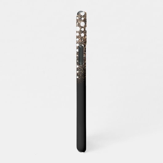 Drilling Glitzer Regen Golden Sequins Schwarz iPhone Hülle (Rechte Seite)