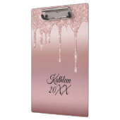 Drilling Glitzer Rose Gold Personalisiert Klemmbrett (Links)