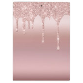 Drilling Glitzer Rose Gold Personalisiert Klemmbrett (Rückseite)