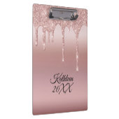 Drilling Glitzer Rose Gold Personalisiert Klemmbrett (Rechts)